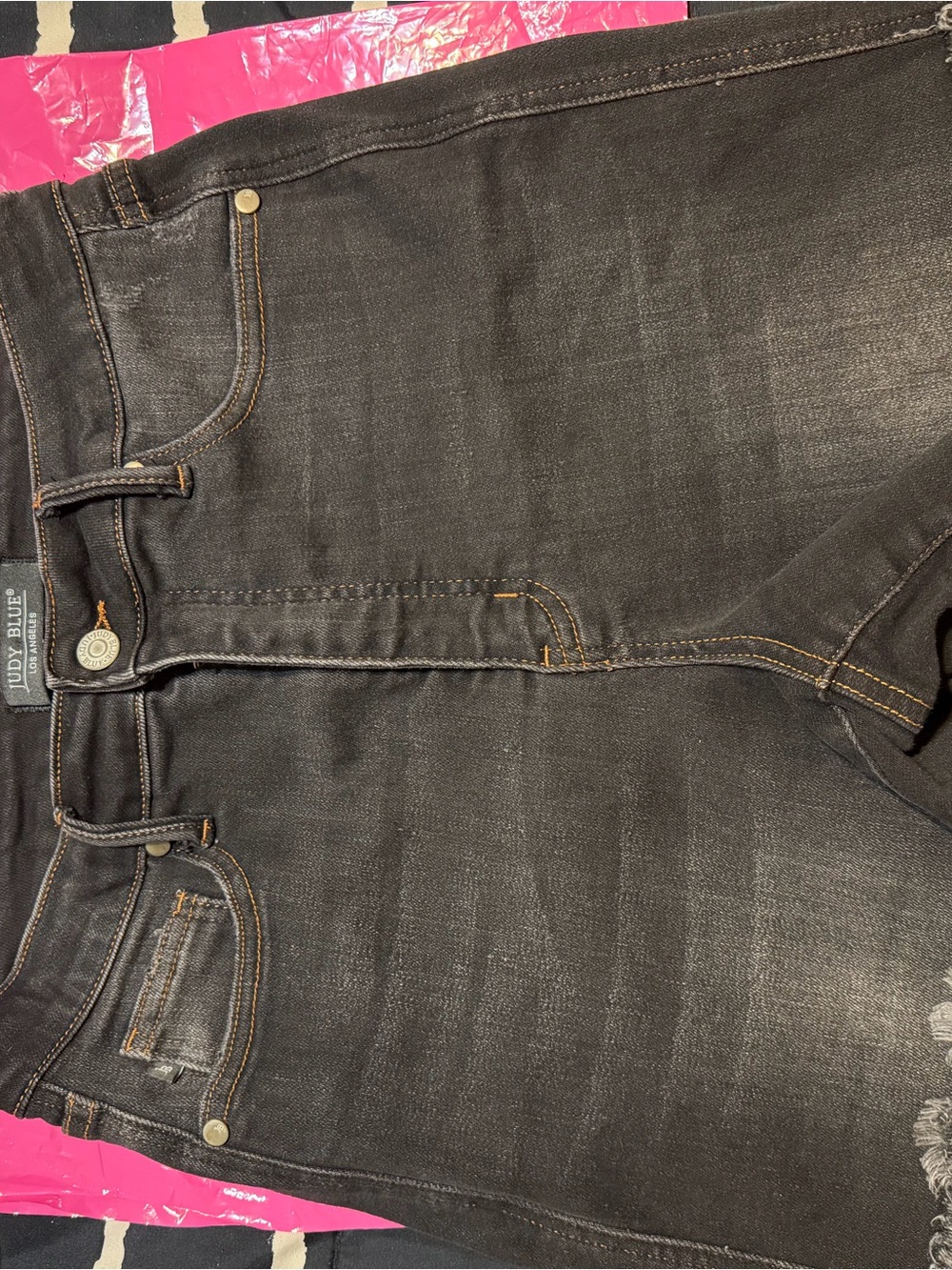 Judy Blue Washed Black Stretch Denim Jeans with Contrast Stitching